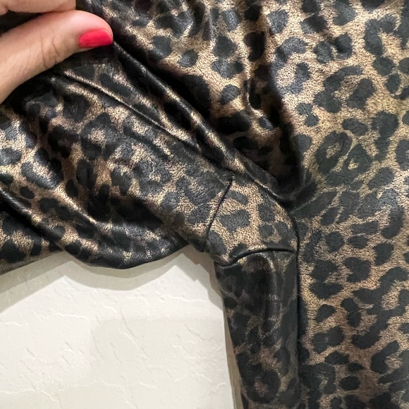 Spanx Faux Leather Leggings with Metallic Leopard Print, Size Medium Petite - Picture 4 of 6